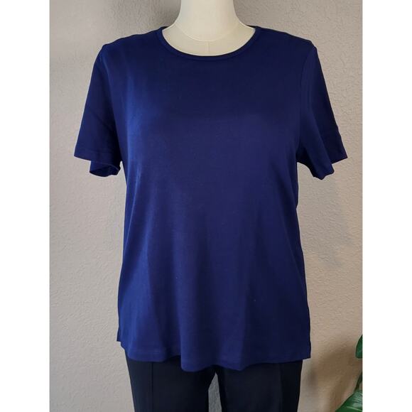 Kim Rogers Navy Blue Plus Size Cotton T-Shirt Top 1X - Picture 2 of 11
